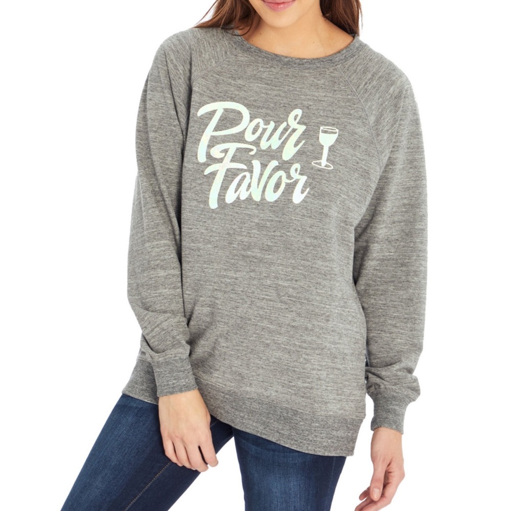 NWT Wildfox Pour Favor Wine Grey Sweatshirt Med Lg - Picture 7 of 13